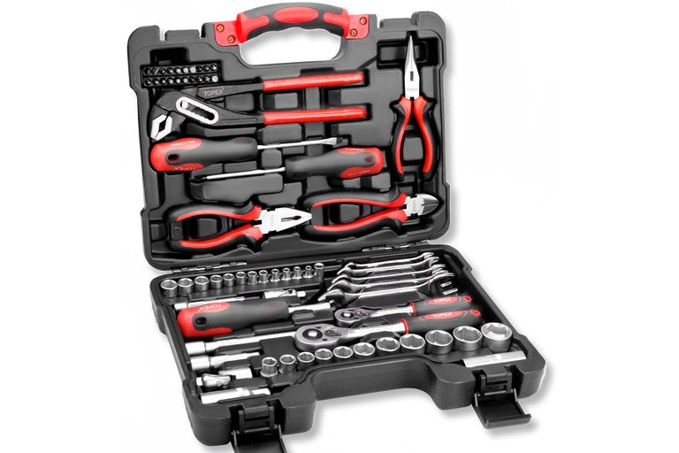 TOPEX 65-Piece Household Hand Tool Set Home Auto Repair Kit Premium Quality