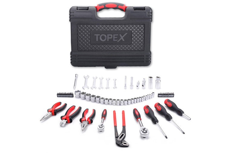 TOPEX 65-Piece Household Hand Tool Set Home Auto Repair Kit Premium Quality