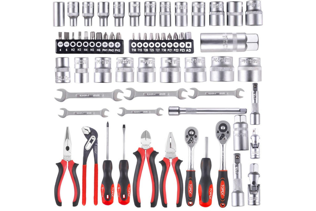 TOPEX 65-Piece Household Hand Tool Set Home Auto Repair Kit Premium Quality