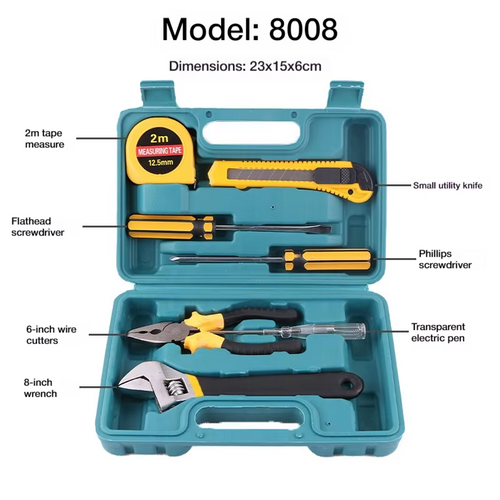 （8008）7 Sets Heavy-Duty Household Mini Hand Tool Kit, Small Hand Tools with Plastic Storage Toolbox
