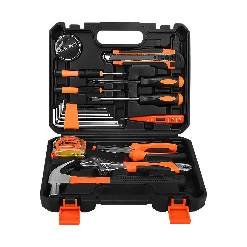 （88019）Portable Household Tool Kit - Complete Home Maintenance Tools with Hammer, Pliers, Wrench, Digital Voltage Tester & Allen Wrenches in Hard Organizer Box