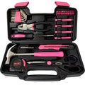 （8539）39‑Piece Pink Household Hand Tool Kit with Portable Storage Case | Cute Ladies Home Repair Tool Set
