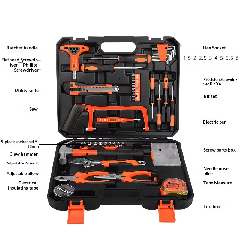 （86104）104-Piece Household Hand Tool Kit with Plastic Storage Box | All-in-One Home Repair Tool Set with Socket Wrenches & Bits