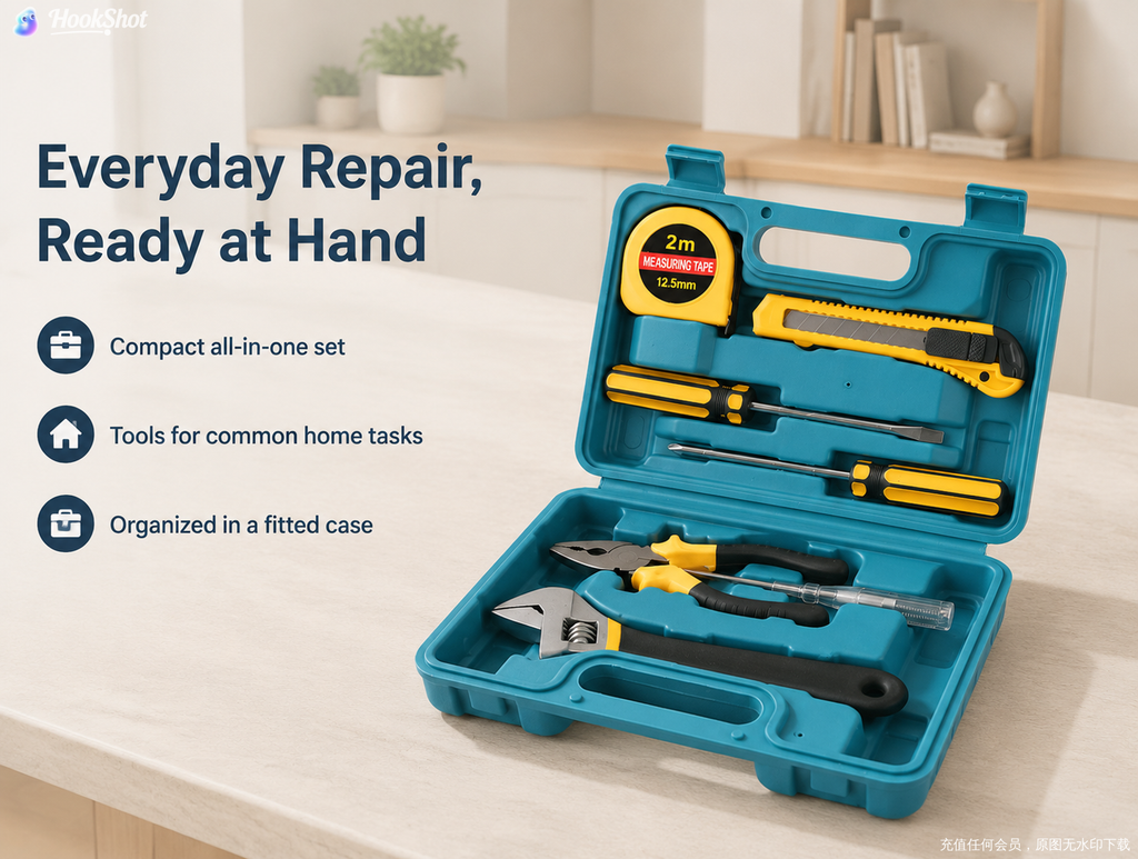 Emergency Home Toolbox Tool Set for Household Repair Kit with Essential Tools