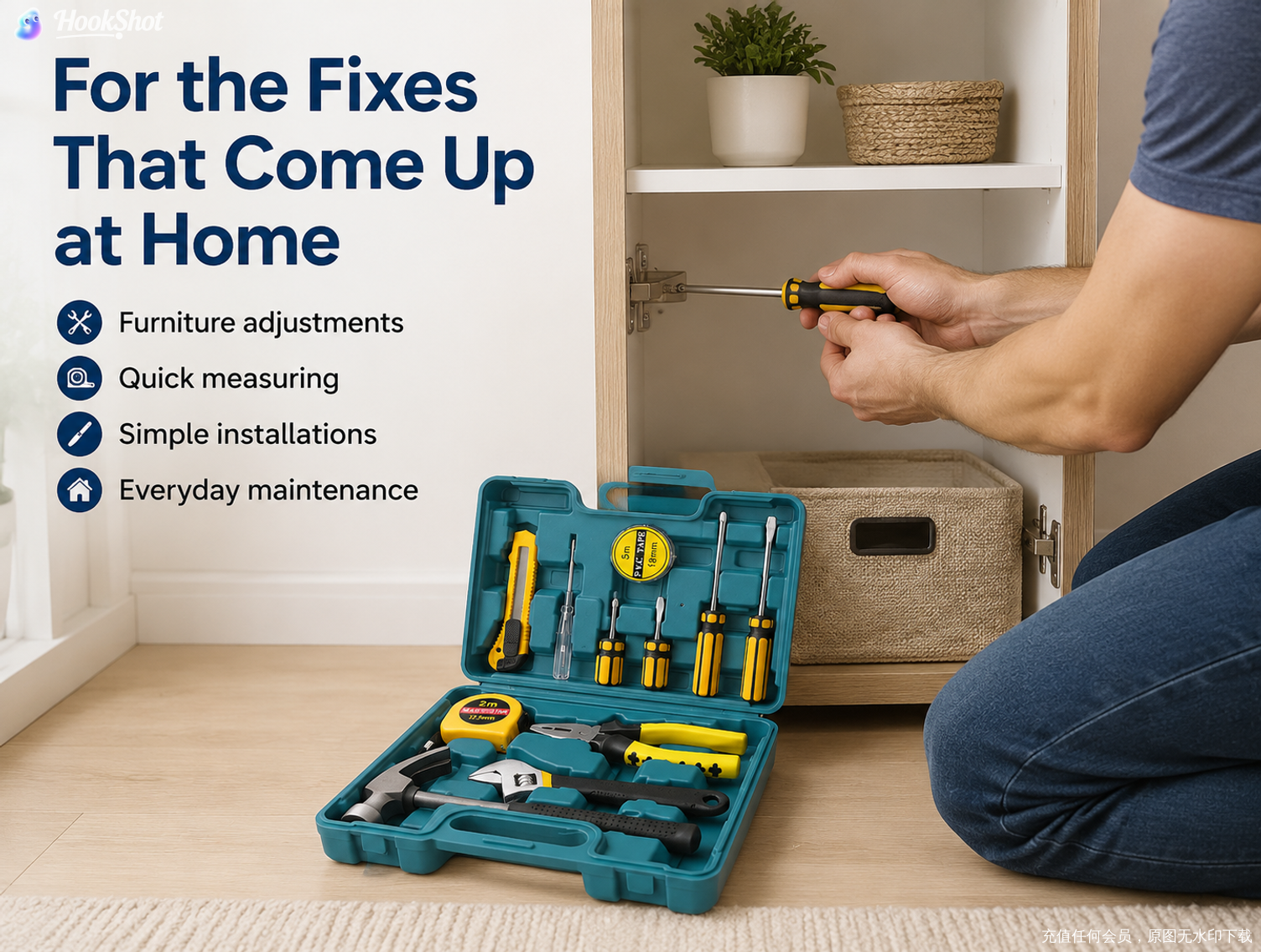 Emergency Home Toolbox Tool Set for Household Repair Kit with Essential Tools