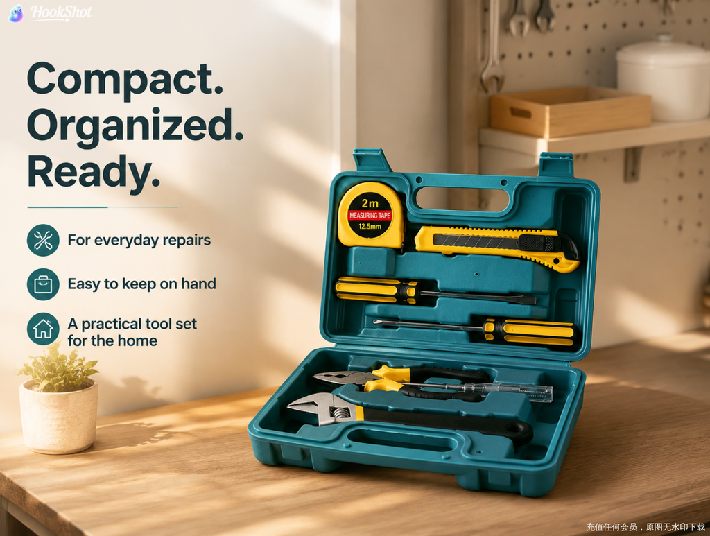 Emergency Home Toolbox Tool Set for Household Repair Kit with Essential Tools